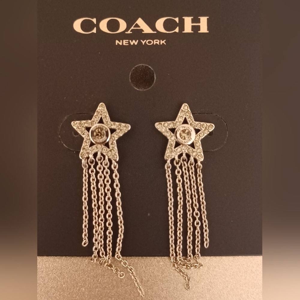 Coach Silver Star Chain Earrings - Picture 3 of 3